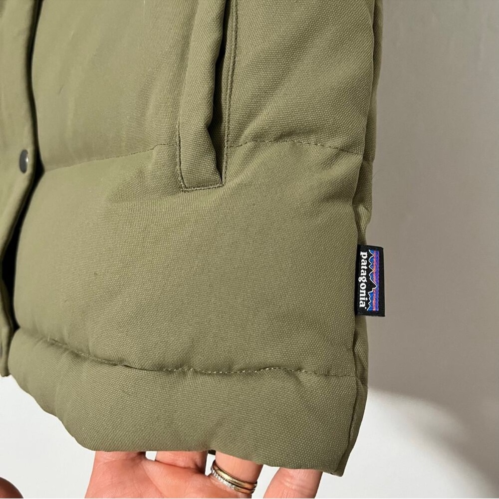 Patagonia Bivy Puff Down Hooded Jacket Vest Size M Olive Green Outdoor Gorpcore - Picture 6 of 6